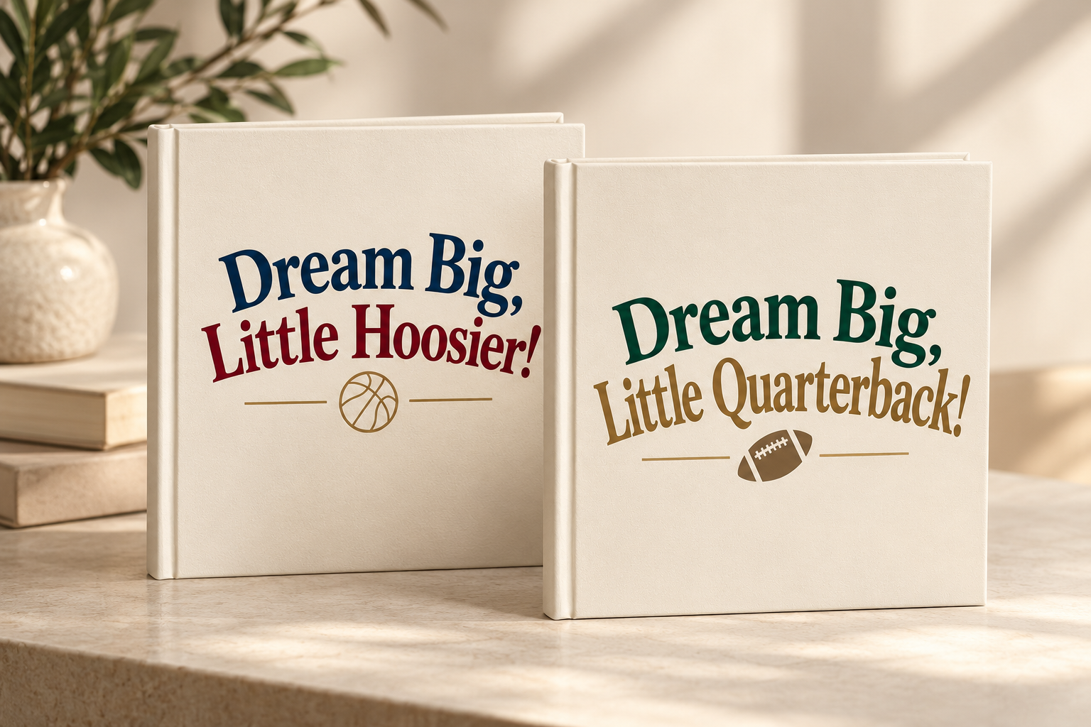 Dream Big, Little Hoosier! and Dream Big, Little Quarterback! hardcover books