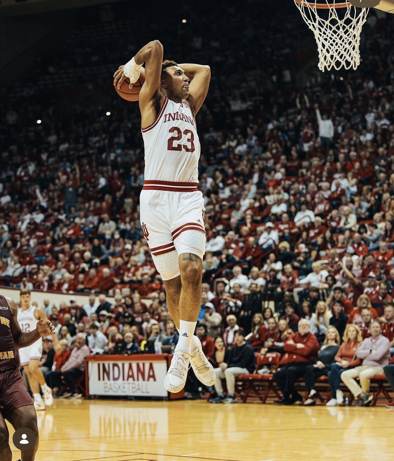 Trayce Jackson-Davis rising toward the basket during an Indiana basketball game